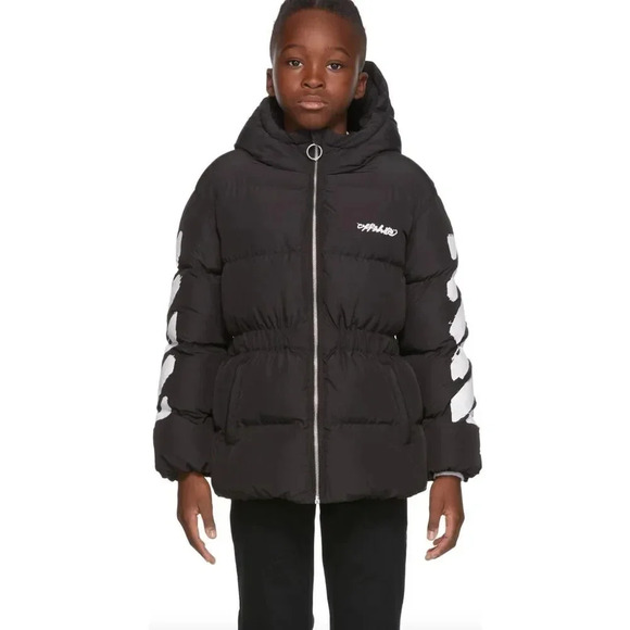 Off-White Kids Diag zip-up puffer jacket - Picture 1 of 16